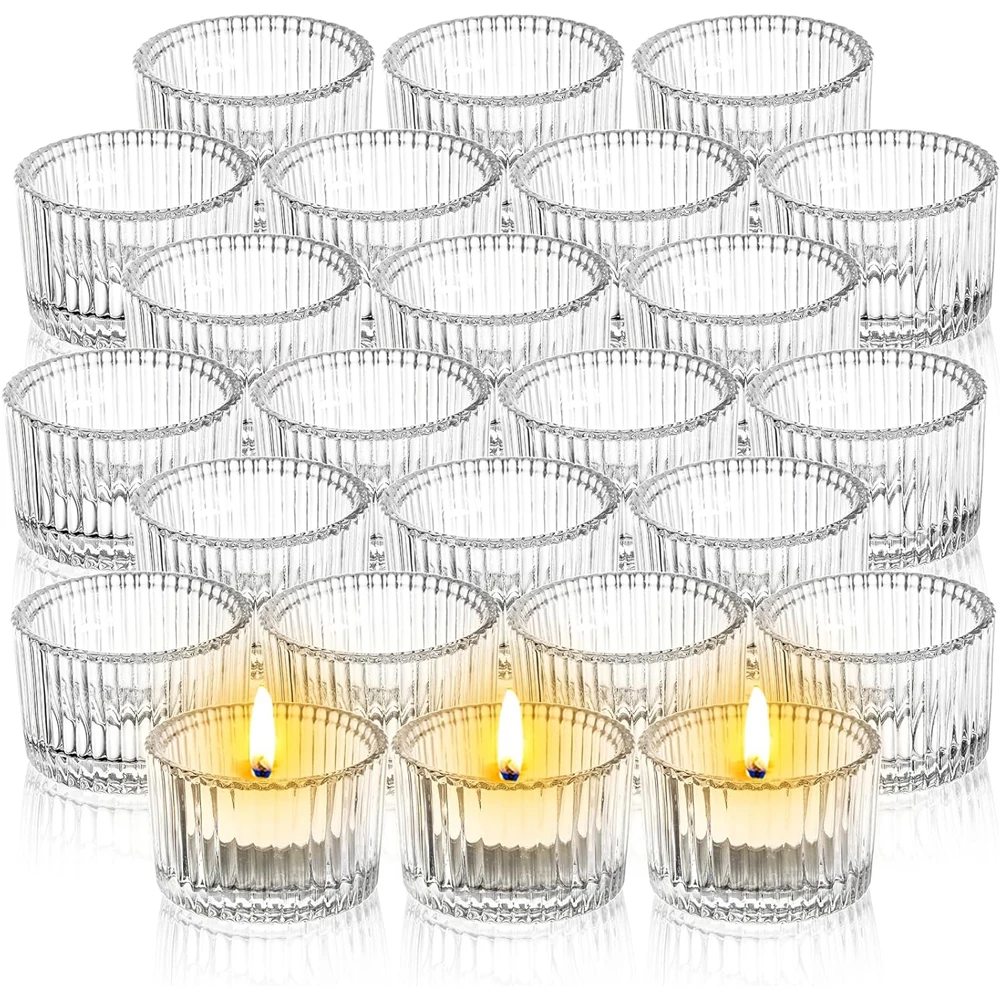 Candle Glass Supplies - ที่วางเทียนทีไลท์แบบใส 6/12 ชิ้น, ที่วางเทียนแก้วสำหรับตกแต่งโต๊ะกลาง, ของตกแต่งบ้านและอุปกรณ์จัดงานปาร์ตี้