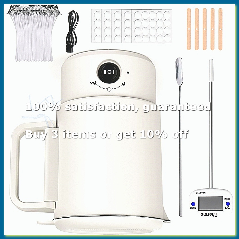 Candle Supplies Uk - A49I-ชุดหม้อหลอมขี้ผึ้งไฟฟ้าพร้อมเทอร์โมมิเตอร์,เครื่องหลอมขี้ผึ้งขนาด 800 มล. สำหรับทำเทียน,อุปกรณ์ทำ DIY ปลั๊ก